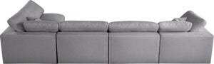 Serene Linen Textured Fabric / Down / Polyester / Engineered Wood Contemporary Grey Linen Textured Fabric Deluxe Cloud-Like Comfort Modular Sectional - 158" W x 79" D x 32" H