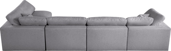 Serene Linen Textured Fabric / Down / Polyester / Engineered Wood Contemporary Grey Linen Textured Fabric Deluxe Cloud-Like Comfort Modular Sectional - 158" W x 79" D x 32" H