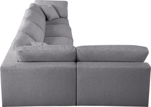 Serene Linen Textured Fabric / Down / Polyester / Engineered Wood Contemporary Grey Linen Textured Fabric Deluxe Cloud-Like Comfort Modular Sectional - 158" W x 79" D x 32" H