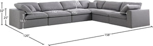 Serene Linen Textured Fabric / Down / Polyester / Engineered Wood Contemporary Grey Linen Textured Fabric Deluxe Cloud-Like Comfort Modular Sectional - 158" W x 120" D x 32" H
