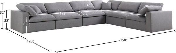 Serene Linen Textured Fabric / Down / Polyester / Engineered Wood Contemporary Grey Linen Textured Fabric Deluxe Cloud-Like Comfort Modular Sectional - 158" W x 120" D x 32" H