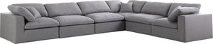 Serene Linen Textured Fabric / Down / Polyester / Engineered Wood Contemporary Grey Linen Textured Fabric Deluxe Cloud-Like Comfort Modular Sectional - 158" W x 120" D x 32" H