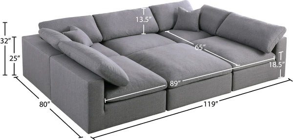 Serene Linen Textured Fabric / Down / Polyester / Engineered Wood Contemporary Grey Linen Textured Fabric Deluxe Cloud-Like Comfort Modular Sectional - 119" W x 80" D x 32" H