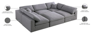 Serene Linen Textured Fabric / Down / Polyester / Engineered Wood Contemporary Grey Linen Textured Fabric Deluxe Cloud-Like Comfort Modular Sectional - 119" W x 80" D x 32" H