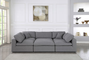Serene Linen Textured Fabric / Down / Polyester / Engineered Wood Contemporary Grey Linen Textured Fabric Deluxe Cloud-Like Comfort Modular Sectional - 119" W x 80" D x 32" H