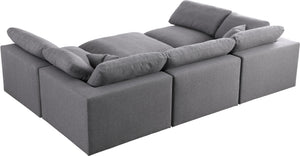 Serene Linen Textured Fabric / Down / Polyester / Engineered Wood Contemporary Grey Linen Textured Fabric Deluxe Cloud-Like Comfort Modular Sectional - 119" W x 80" D x 32" H