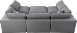 Serene Linen Textured Fabric / Down / Polyester / Engineered Wood Contemporary Grey Linen Textured Fabric Deluxe Cloud-Like Comfort Modular Sectional - 119" W x 80" D x 32" H