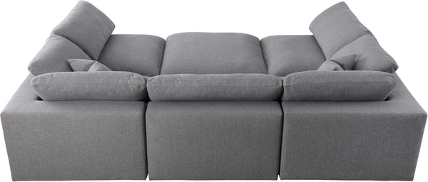 Serene Linen Textured Fabric / Down / Polyester / Engineered Wood Contemporary Grey Linen Textured Fabric Deluxe Cloud-Like Comfort Modular Sectional - 119" W x 80" D x 32" H
