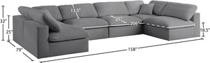 Serene Linen Textured Fabric / Down / Polyester / Engineered Wood Contemporary Grey Linen Textured Fabric Deluxe Cloud-Like Comfort Modular Sectional - 158" W x 79" D x 32" H
