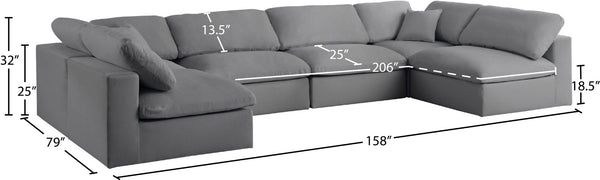 Serene Linen Textured Fabric / Down / Polyester / Engineered Wood Contemporary Grey Linen Textured Fabric Deluxe Cloud-Like Comfort Modular Sectional - 158" W x 79" D x 32" H
