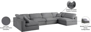 Serene Linen Textured Fabric / Down / Polyester / Engineered Wood Contemporary Grey Linen Textured Fabric Deluxe Cloud-Like Comfort Modular Sectional - 158" W x 79" D x 32" H