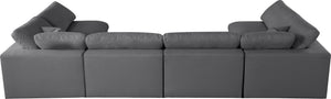 Serene Linen Textured Fabric / Down / Polyester / Engineered Wood Contemporary Grey Linen Textured Fabric Deluxe Cloud-Like Comfort Modular Sectional - 158" W x 79" D x 32" H