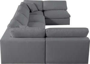 Serene Linen Textured Fabric / Down / Polyester / Engineered Wood Contemporary Grey Linen Textured Fabric Deluxe Cloud-Like Comfort Modular Sectional - 158" W x 79" D x 32" H