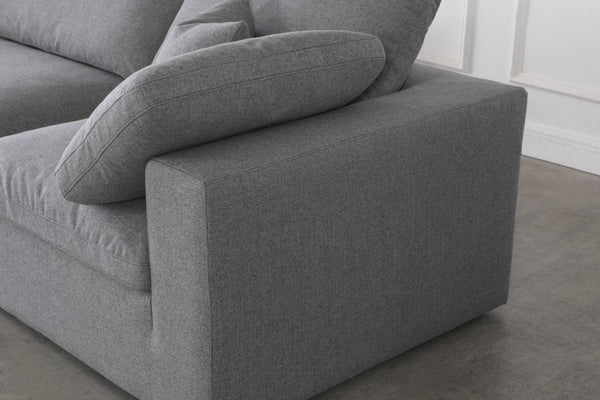 Serene Linen Textured Fabric / Down / Polyester / Engineered Wood Contemporary Grey Linen Textured Fabric Deluxe Cloud-Like Comfort Modular Sectional - 158" W x 79" D x 32" H
