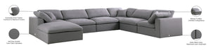 Serene Linen Textured Fabric / Down / Polyester / Engineered Wood Contemporary Grey Linen Textured Fabric Deluxe Cloud-Like Comfort Modular Sectional - 158" W x 120" D x 32" H