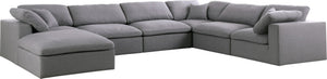 Serene Linen Textured Fabric / Down / Polyester / Engineered Wood Contemporary Grey Linen Textured Fabric Deluxe Cloud-Like Comfort Modular Sectional - 158" W x 120" D x 32" H