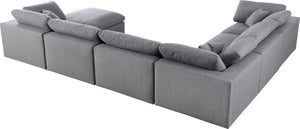 Serene Linen Textured Fabric / Down / Polyester / Engineered Wood Contemporary Grey Linen Textured Fabric Deluxe Cloud-Like Comfort Modular Sectional - 158" W x 120" D x 32" H