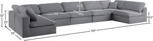 Serene Linen Textured Fabric / Down / Polyester / Engineered Wood Contemporary Grey Linen Textured Fabric Deluxe Cloud-Like Comfort Modular Sectional - 197" W x 79" D x 32" H