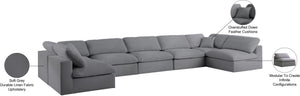 Serene Linen Textured Fabric / Down / Polyester / Engineered Wood Contemporary Grey Linen Textured Fabric Deluxe Cloud-Like Comfort Modular Sectional - 197" W x 79" D x 32" H