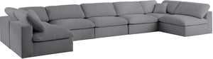 Serene Linen Textured Fabric / Down / Polyester / Engineered Wood Contemporary Grey Linen Textured Fabric Deluxe Cloud-Like Comfort Modular Sectional - 197" W x 79" D x 32" H