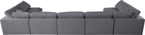 Serene Linen Textured Fabric / Down / Polyester / Engineered Wood Contemporary Grey Linen Textured Fabric Deluxe Cloud-Like Comfort Modular Sectional - 197" W x 79" D x 32" H