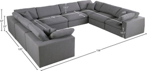 Serene Linen Textured Fabric / Down / Polyester / Engineered Wood Contemporary Grey Linen Textured Fabric Deluxe Cloud-Like Comfort Modular Sectional - 158" W x 120" D x 32" H