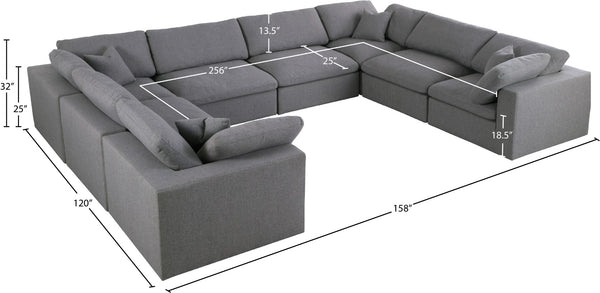 Serene Linen Textured Fabric / Down / Polyester / Engineered Wood Contemporary Grey Linen Textured Fabric Deluxe Cloud-Like Comfort Modular Sectional - 158" W x 120" D x 32" H