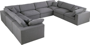 Serene Linen Textured Fabric / Down / Polyester / Engineered Wood Contemporary Grey Linen Textured Fabric Deluxe Cloud-Like Comfort Modular Sectional - 158" W x 120" D x 32" H