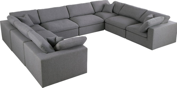 Serene Linen Textured Fabric / Down / Polyester / Engineered Wood Contemporary Grey Linen Textured Fabric Deluxe Cloud-Like Comfort Modular Sectional - 158" W x 120" D x 32" H