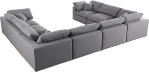 Serene Linen Textured Fabric / Down / Polyester / Engineered Wood Contemporary Grey Linen Textured Fabric Deluxe Cloud-Like Comfort Modular Sectional - 158" W x 120" D x 32" H