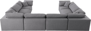 Serene Linen Textured Fabric / Down / Polyester / Engineered Wood Contemporary Grey Linen Textured Fabric Deluxe Cloud-Like Comfort Modular Sectional - 158" W x 120" D x 32" H