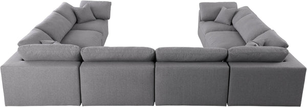 Serene Linen Textured Fabric / Down / Polyester / Engineered Wood Contemporary Grey Linen Textured Fabric Deluxe Cloud-Like Comfort Modular Sectional - 158" W x 120" D x 32" H