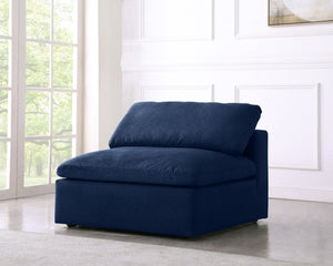 Serene Linen Textured Fabric / Down / Polyester / Engineered Wood Contemporary Navy Linen Textured Fabric Deluxe Cloud-Like Comfort Armless Chair - 39" W x 40" D x 32" H