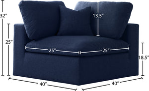 Serene Linen Textured Fabric / Down / Polyester / Engineered Wood Contemporary Navy Linen Textured Fabric Deluxe Cloud-Like Comfort Corner Chair - 40" W x 40" D x 32" H