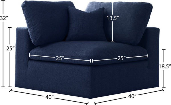 Serene Linen Textured Fabric / Down / Polyester / Engineered Wood Contemporary Navy Linen Textured Fabric Deluxe Cloud-Like Comfort Corner Chair - 40" W x 40" D x 32" H