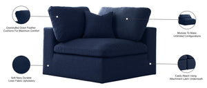 Serene Linen Textured Fabric / Down / Polyester / Engineered Wood Contemporary Navy Linen Textured Fabric Deluxe Cloud-Like Comfort Corner Chair - 40" W x 40" D x 32" H