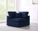 Serene Linen Textured Fabric / Down / Polyester / Engineered Wood Contemporary Navy Linen Textured Fabric Deluxe Cloud-Like Comfort Corner Chair - 40" W x 40" D x 32" H