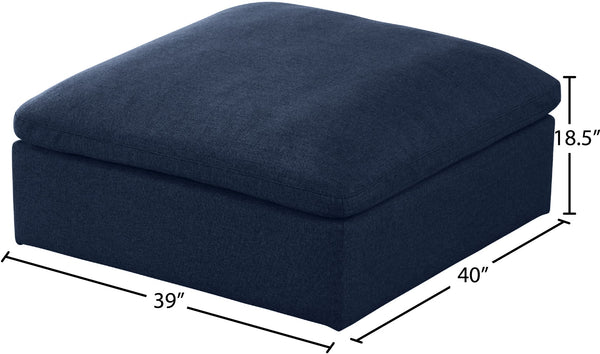 Serene Linen Textured Fabric / Down / Polyester / Engineered Wood Contemporary Navy Linen Textured Fabric Deluxe Cloud-Like Comfort Ottoman - 39" W x 40" D x 18.5" H