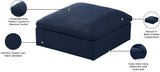 Serene Linen Textured Fabric / Down / Polyester / Engineered Wood Contemporary Navy Linen Textured Fabric Deluxe Cloud-Like Comfort Ottoman - 39" W x 40" D x 18.5" H