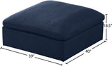 Serene Linen Textured Fabric / Down / Polyester / Engineered Wood Contemporary Navy Linen Textured Fabric Deluxe Cloud-Like Comfort Ottoman - 39" W x 40" D x 18.5" H