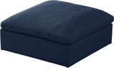 Serene Linen Textured Fabric / Down / Polyester / Engineered Wood Contemporary Navy Linen Textured Fabric Deluxe Cloud-Like Comfort Ottoman - 39" W x 40" D x 18.5" H