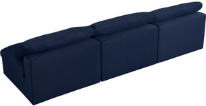 Serene Linen Textured Fabric / Down / Polyester / Engineered Wood Contemporary Navy Linen Textured Fabric Deluxe Cloud-Like Comfort Modular Armless Sofa - 117" W x 40" D x 32" H