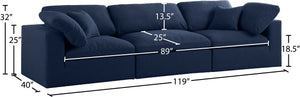 Serene Linen Textured Fabric / Down / Polyester / Engineered Wood Contemporary Navy Linen Textured Fabric Deluxe Cloud-Like Comfort Modular Sofa - 119" W x 40" D x 32" H