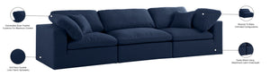 Serene Linen Textured Fabric / Down / Polyester / Engineered Wood Contemporary Navy Linen Textured Fabric Deluxe Cloud-Like Comfort Modular Sofa - 119" W x 40" D x 32" H