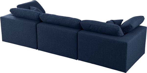 Serene Linen Textured Fabric / Down / Polyester / Engineered Wood Contemporary Navy Linen Textured Fabric Deluxe Cloud-Like Comfort Modular Sofa - 119" W x 40" D x 32" H