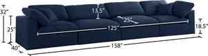Serene Linen Textured Fabric / Down / Polyester / Engineered Wood Contemporary Navy Linen Textured Fabric Deluxe Cloud-Like Comfort Modular Sofa - 158" W x 40" D x 32" H