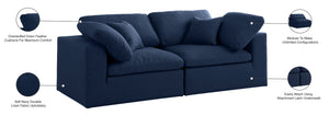 Serene Linen Textured Fabric / Down / Polyester / Engineered Wood Contemporary Navy Linen Textured Fabric Deluxe Cloud-Like Comfort Modular Sofa - 80" W x 40" D x 32" H