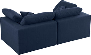 Serene Linen Textured Fabric / Down / Polyester / Engineered Wood Contemporary Navy Linen Textured Fabric Deluxe Cloud-Like Comfort Modular Sofa - 80" W x 40" D x 32" H