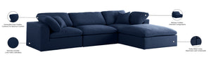 Serene Linen Textured Fabric / Down / Polyester / Engineered Wood Contemporary Navy Linen Textured Fabric Deluxe Cloud-Like Comfort Modular Sectional - 119" W x 80" D x 32" H