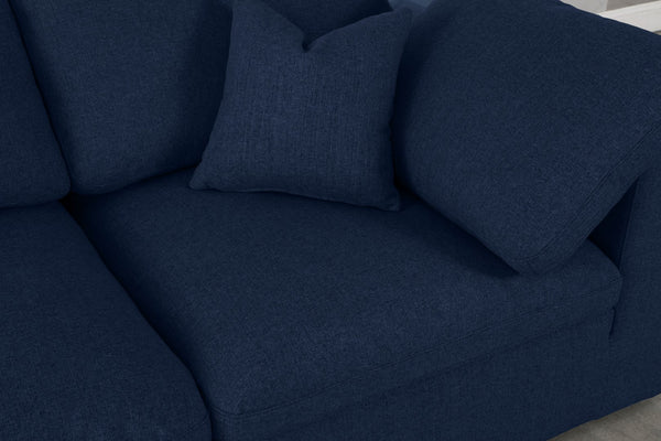 Serene Linen Textured Fabric / Down / Polyester / Engineered Wood Contemporary Navy Linen Textured Fabric Deluxe Cloud-Like Comfort Modular Sectional - 119" W x 80" D x 32" H